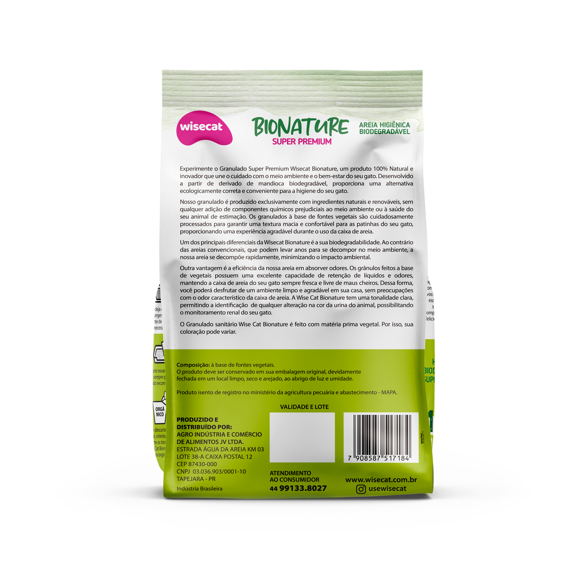 Arena Sanitaria Bionature Granos Medios 2 kg para Gatos
