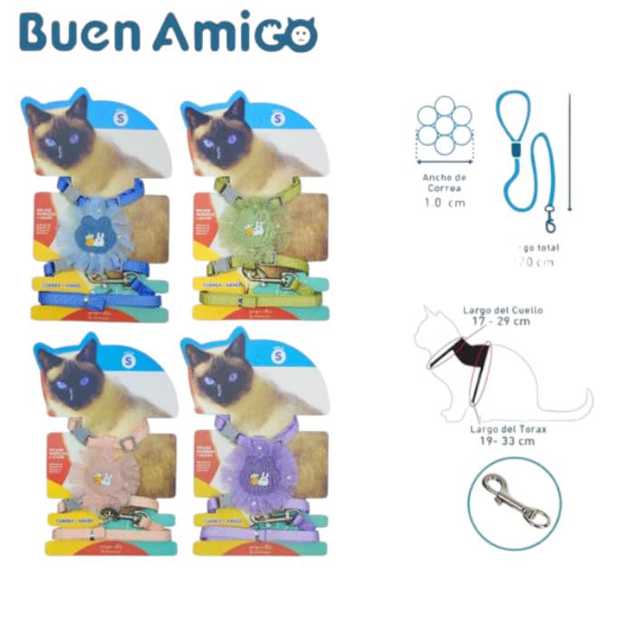 Arnés + Correa para Gato 1.0 cm
