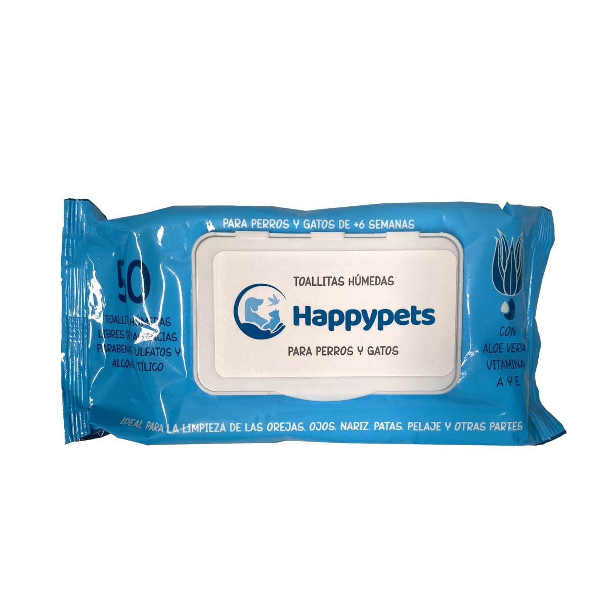 Toallitas Húmedas para Mascotas Aroma Aloe Vera 50 Unidades